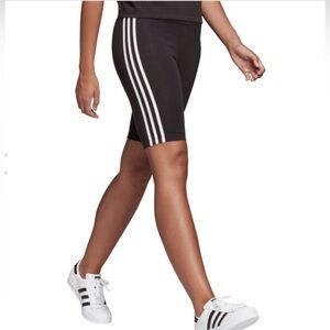 Adidas Women's Black Biker Shorts with 3 Stripe